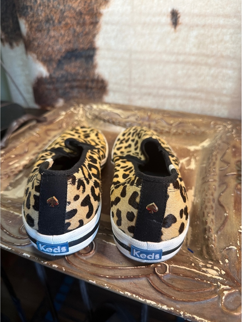 Keds for Kate Spade double decker leopard print calf hair shoes
